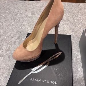 Brian Atwood rhinestone nude heels